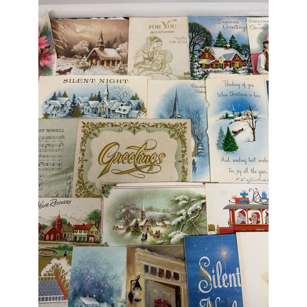 Vintage Retro Christmas Cards Fronts ONLY 1950s 1960s Scrapbooking Crafts 50+